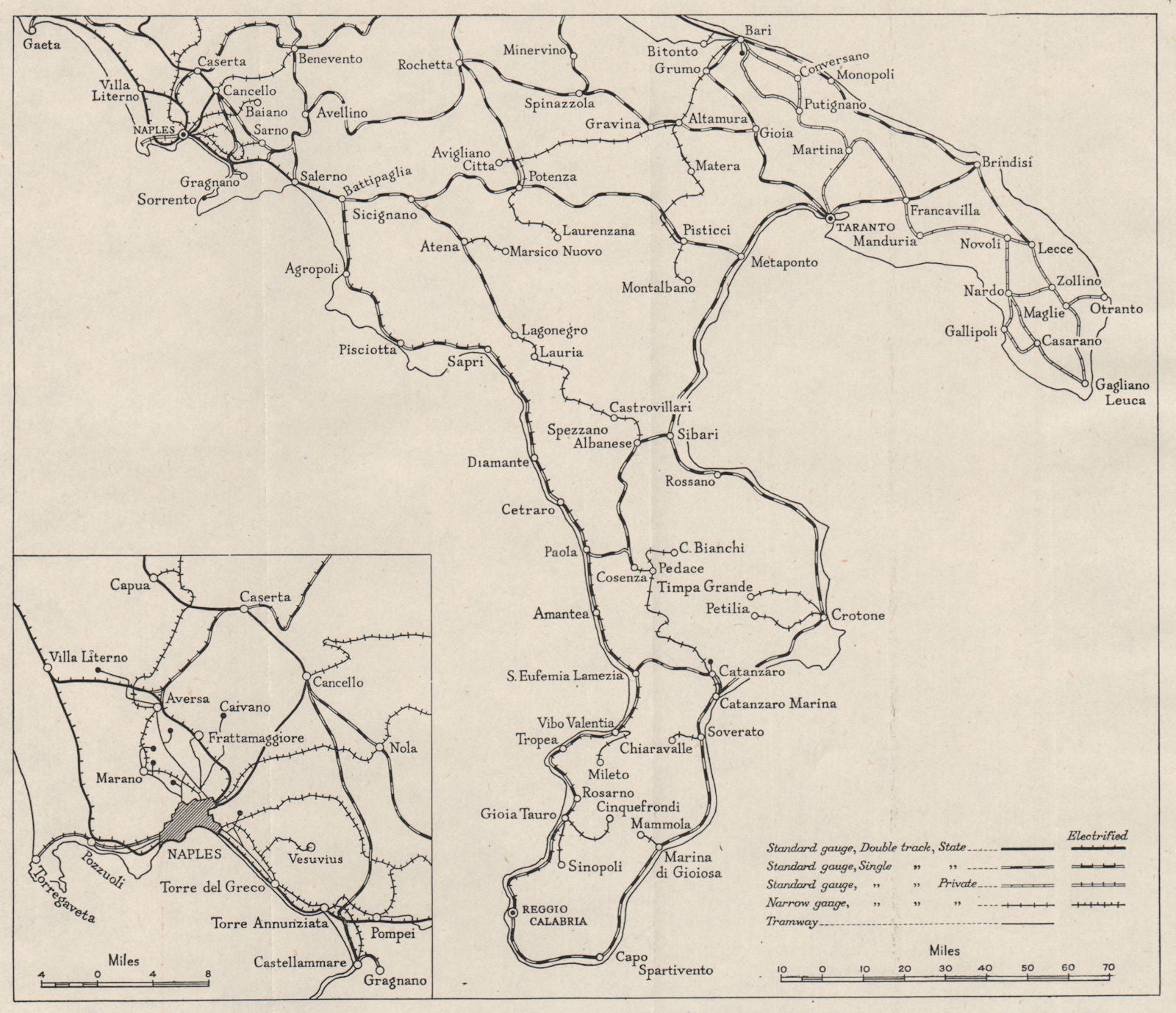 SOUTHERN ITALY. Railways. WW2 ROYAL NAVY INTELLIGENCE MAP 1945 old vintage